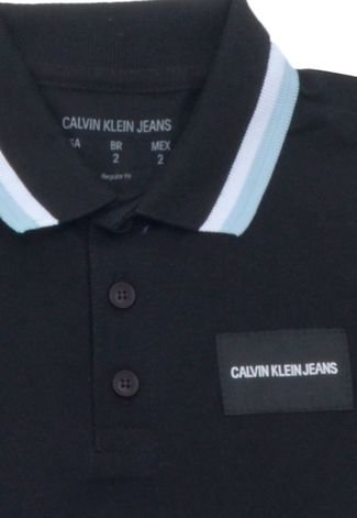 Camisa Polo Calvin Klein Kids Menino Listras Preto