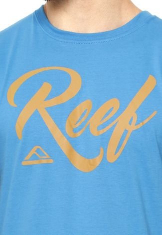 Camiseta Manga Curta Reef Letter Azul