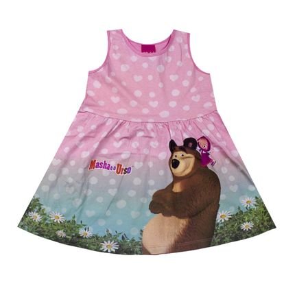 Vestido Infantil Menina Masha e o Urso Kamylus Rosa - Marca Kamylus