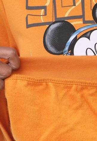 Blusa de Moletom Flanelada Fechada Cativa Disney Mickey Sound Laranja