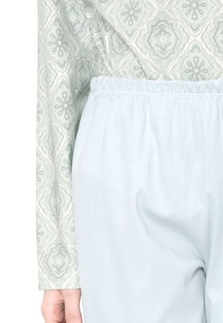 Pijama Pzama Recorte Off-white/Verde