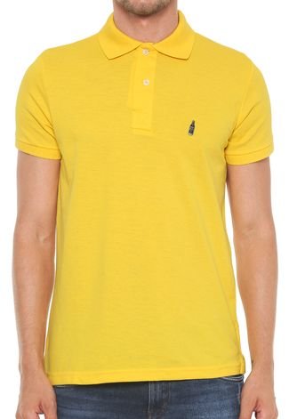 Camisa Polo Rock&Soda Reta Logo Amarela