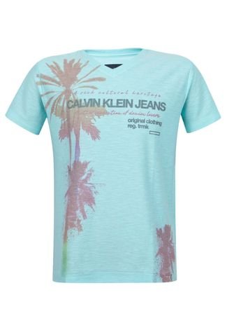 Camiseta Calvin Klein Kids Coqueiros Azul
