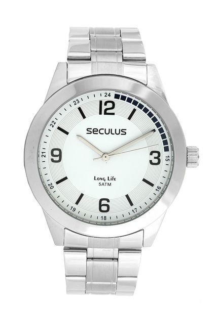 Relógio Seculus 28885G0SVNA1 Prata/Branco - Marca Seculus