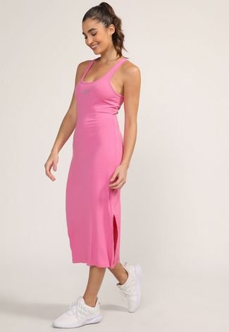 Vestido Colcci Fitness Midi Canelado Neon Pink - Compre Agora