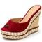 Tamanco Feminino Anabela com Sisal Nobucado Vermelho Lançamento - Marca Carolla Shoes