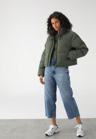 Jaqueta Cropped Calvin Klein Jeans Puffer Verde