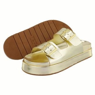 Sandalia Papete Rasteira Feminina Ouro Light Sola Alta Rado Shoes