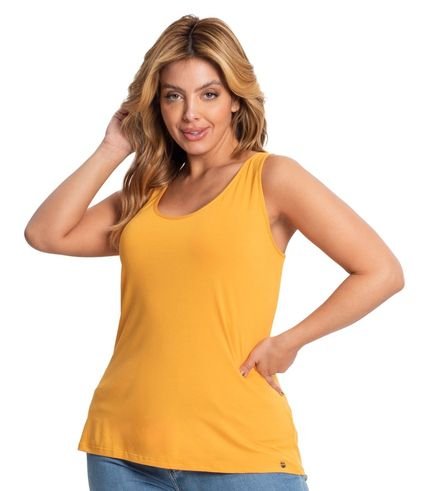 Regata Feminina Viscotorcion Plus Size Secret Glam Amarelo - Marca Rovitex Plus Size
