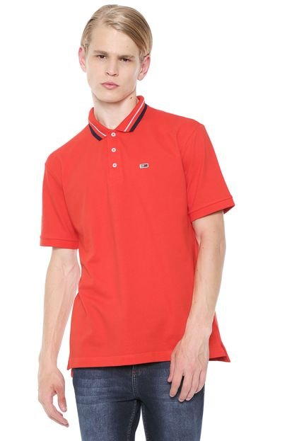 Camisa Polo Tommy Jeans Reta Classics Vermelha - Marca Tommy Jeans