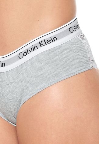 Calcinha Calvin Klein Underwear Boyshort Modern Cinza/Branca