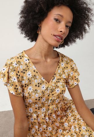 Vestido Forever 21 Curto Floral Amarelo - Compre Agora