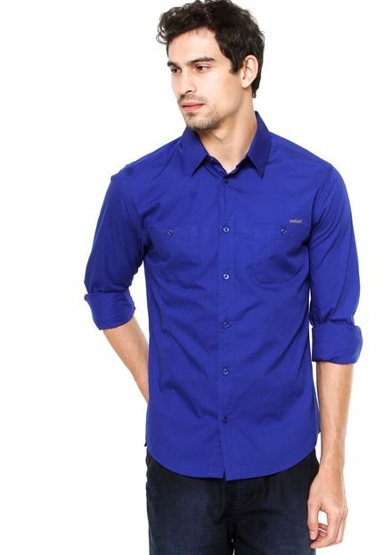 Camisa Colcci Bordado Bolso Azul - Marca Colcci