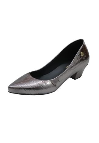 Scarpin Bico Fino Donna Santa Prata Velho - Croco