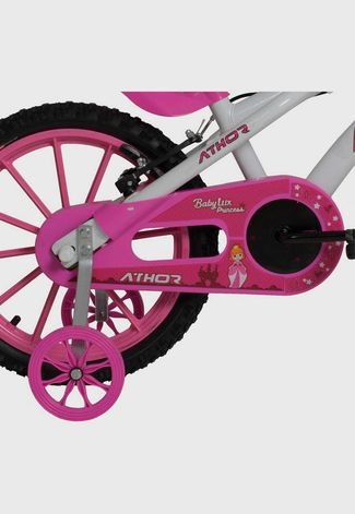 Bicicleta Top Aro 16 Baby Lux Princess Branca/Rosa Athor Bikes