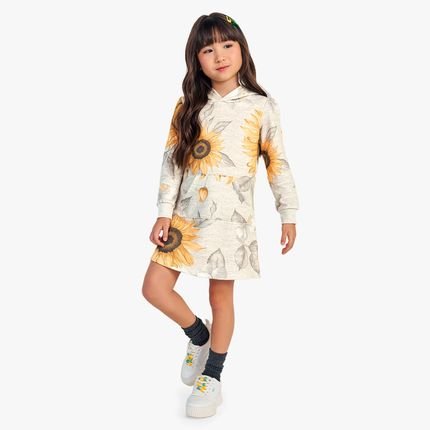 Vestido Infantil Menina Nanai com Bolso e Capuz Mescla Bege - Marca Nanai