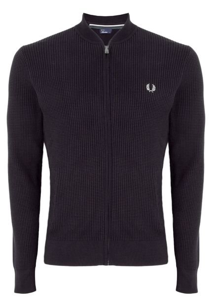 Blusa Fred Perry Bold Tipped Waffle Bomber Azul - Marca Fred Perry