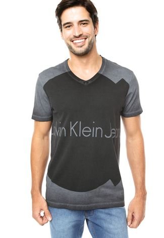 Camiseta Calvin Klein Jeans Recorte Cinza