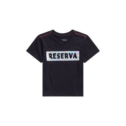 Camiseta Menina  Paetê Reserva Mini Preto - Marca Reserva Mini