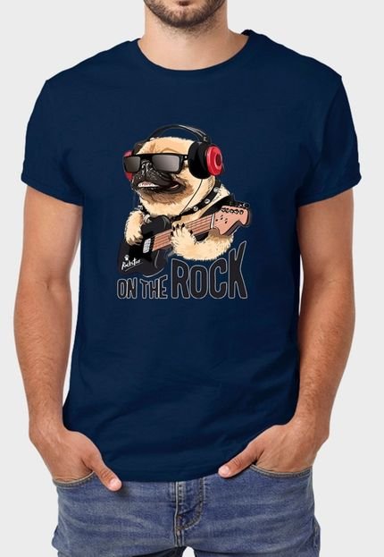 Camiseta Masculina Marinho Pug Rock Algodão Premium Benellys - Marca Benellys