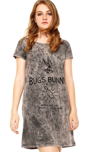 Vestido Fashion Comics Curto Bugs Bunny Preto - Marca Fashion Comics