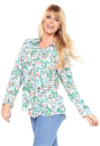 Camisa Meiling Floral Azul