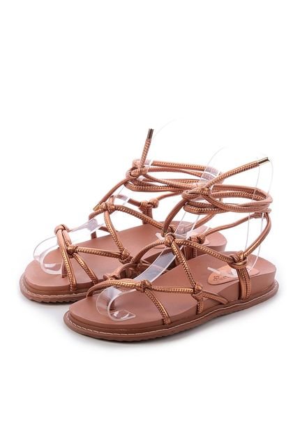Sandália Papete Corda Soft de Amarrar Helena Bronze - Marca Damannu Shoes
