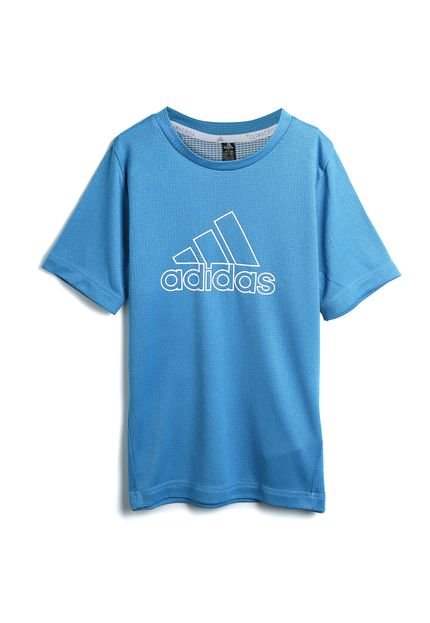 Camiseta adidas Menino Escrita Azul - Marca adidas Performance