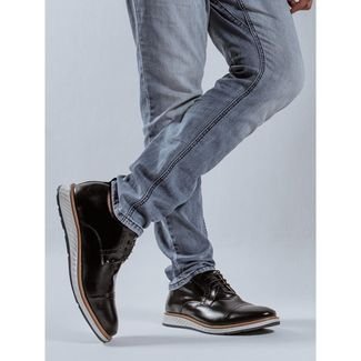 Sapato Oxford Masculino Brogue Premium Couro Confort Andora Preto