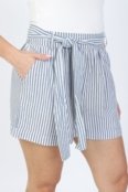 Shorts Listrado com Amarração Azul Marinho M Gazzy - Marca Gazzy