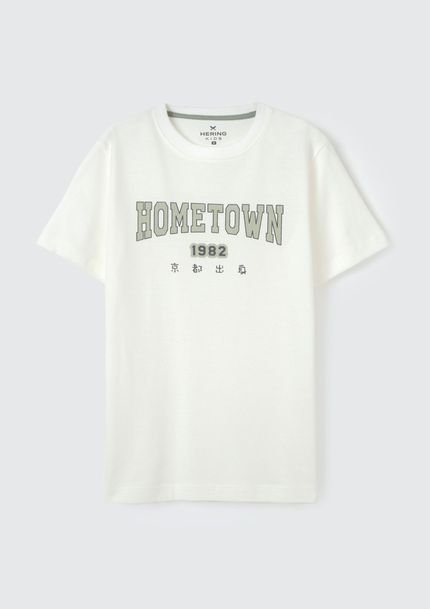 Camiseta Menino Manga Curta Com Estampa - Branco - Marca Hering