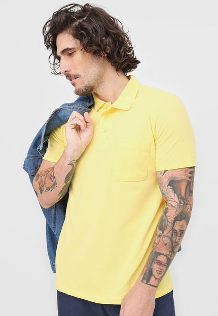 Camisa Polo Malwee Reta Bolso Amarela - Marca Malwee
