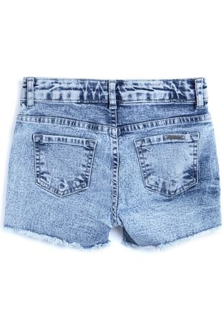 Short Jeans Carinhoso Menina Liso Azul