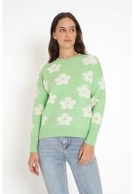 Sweater Con Flores Indigo Verde GUINDA