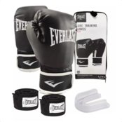 Kit Luvas Treino Everlast Core   Bandagem   Protetor Bucal Preto - Marca Everlast