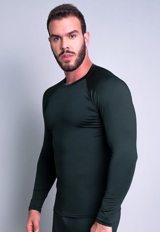 Camisa Térmica MVB Modas Masculina Segunda Pele Proteção Uv 50  Preto