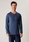 Pijama Masculino Longo Com Decote V - Azul - Marca Hering