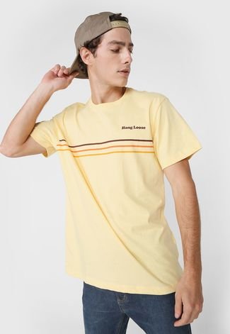 Camiseta Hang Loose Sunset Listrada Amarela