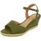 Sandália Anabela Feminina Plataforma CM Calçados Macia Corda Natural Camurça Verde - Marca Monte Shoes