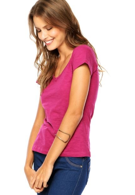 Camiseta FiveBlu Decote V Rosa - Marca FiveBlu