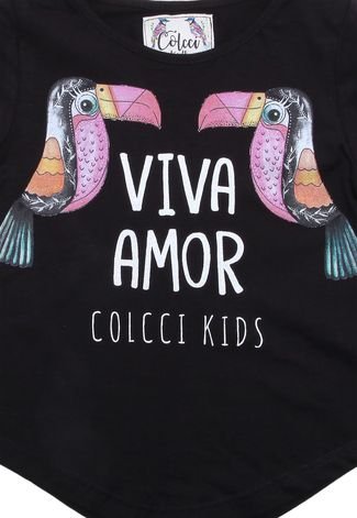 Camiseta Colcci Kids Manga Curta Menina Preta