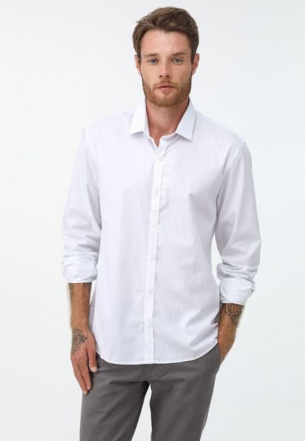 Camisa Calvin Klein Slim Listras Branca - Marca Calvin Klein