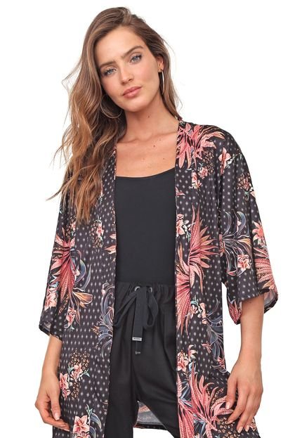 Kimono Mercatto Floral Preto - Marca Mercatto