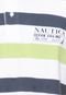 Camisa Polo Nautica Faixas Branca/Verde/Azul - Marca Nautica