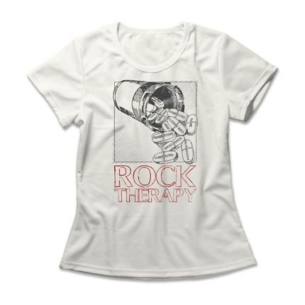 Camiseta Feminina Rock Therapy - Off White - Marca Studio Geek 