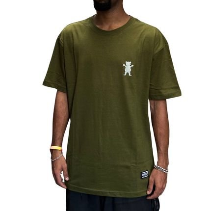 Camiseta Grizzly Mini Og Bear Tee Embroidery - Military Green  Verde - Marca Grizzly Griptape