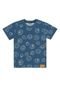 Camiseta Infantil de Emojis em Meia Malha Quimby Azul - Marca Quimby