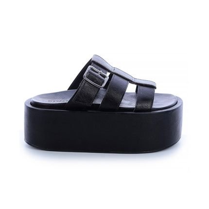 Tamanco Flat Tati Preto Preto - Marca Damannu Shoes