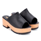 Tamanco Domidona Feminino Plataforma Tratorado Clog Madeira Preto - Marca Domidona