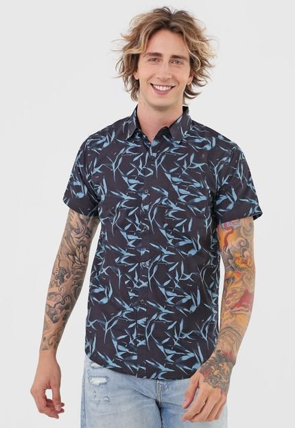 Camisa HD Hawaiian Dreams Reta Folhagem Azul-Marinho - Marca HD Hawaiian Dreams